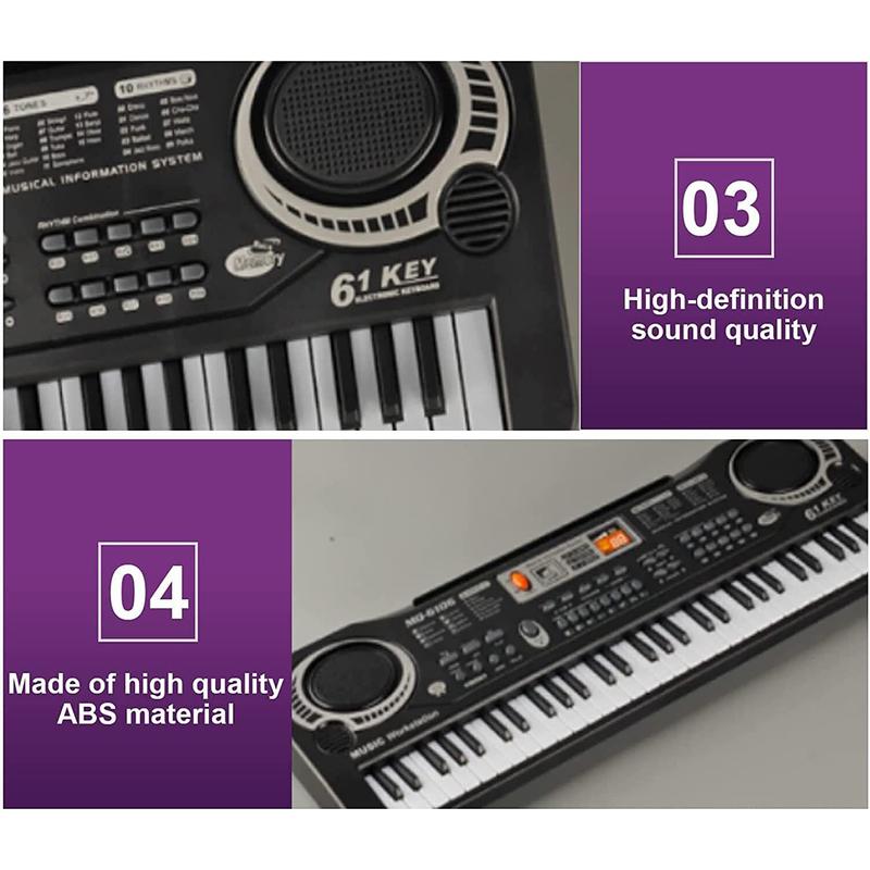 61 Key Portable Keyboard Piano Beginners Electric Piano Music Keyboard Player with Mic