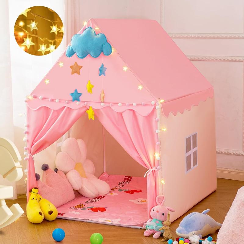 Pink s Play Tent with Padded Mat, Indoor Outdoor Princess Castle Tent for Girls Ages 1-7, Toddler Tents Playhouses Fairy-Themed Toys Tent Ideal Gift for u2013 47x39x51 Inches