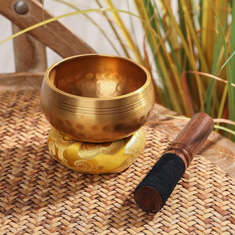 Handmade Meditation Sound Bowl, 3pcs set Anxiety Relief Device, Yoga, Meditation, Positive Thinking & Stress Relief Instrument Bowl Set, Travel Yoga Supplies