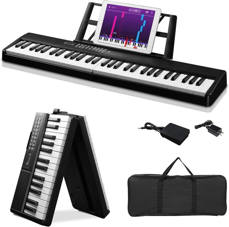 Ktaxon 61 Key Folding Keyboard Piano, Foldable Electronic Keyboard Piano Portable Electric Piano with 200 Rhythms, 200 Tones and 80 Demos for Beginners