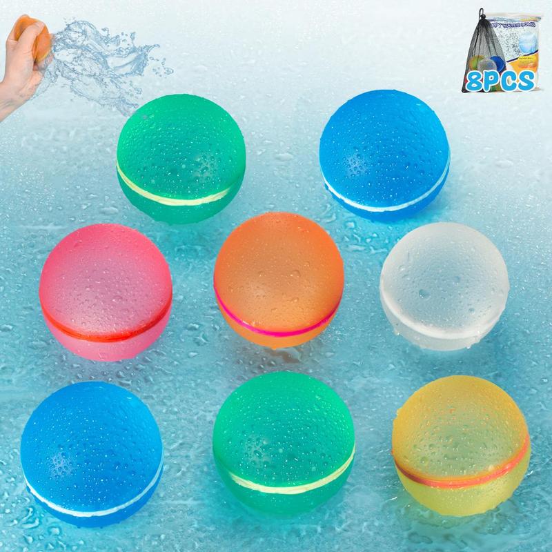 Reusable Round Silicone Water Balloon, Summer Gifts, Quick Filling Magnetic Water Bomb Balloon for Party Swimming Pool, Outdoor Water Game Toys for Teens & Adults, Summer Toys,  Kids Toys,  Toys for Kids  Beach Toys