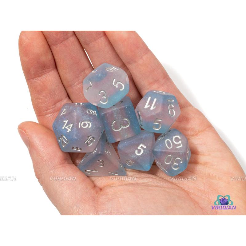 Frosted Trans Pride | Blue, Pink, White Frosted Transgender Flag | LGBTQ+ Themed Dice Set (7)