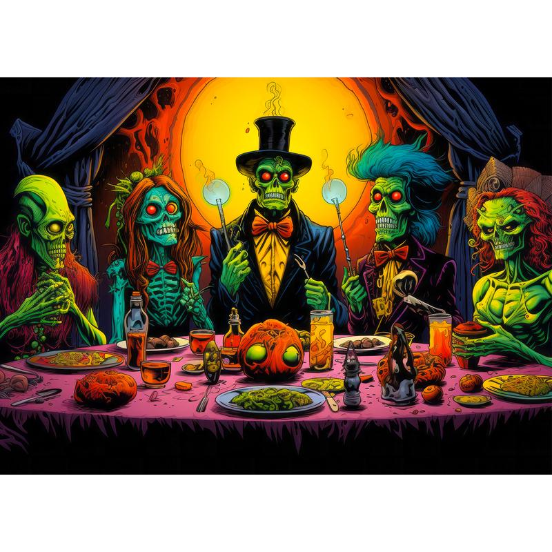 HUADADA 1000 Pieces Puzzle for Adults, Devil's Dinner, Perfect for Home Decoration, Holiday Gifts, Family Games, Grandparents Brainstorming