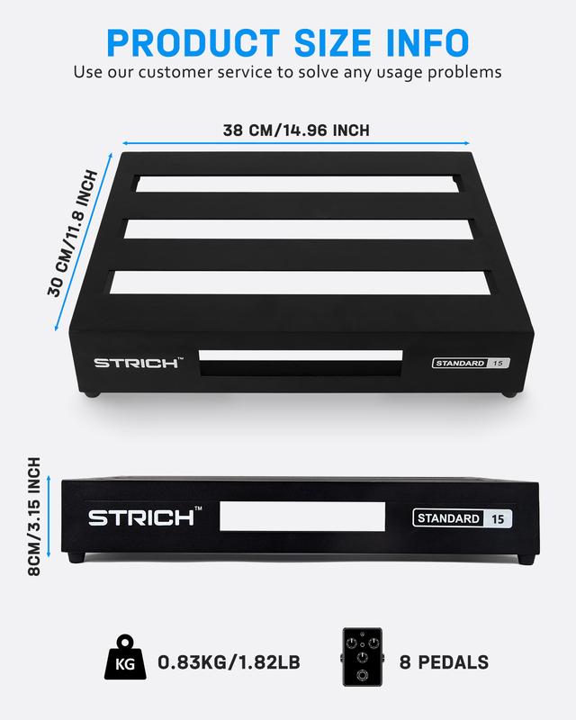 STRICH Guitar Pedal Board Aluminum Alloy 1.82lb Super Light Small Effect Pedalboard 15'' x 11.8'' with Carry Bag, STANDARD 15 (Angled)