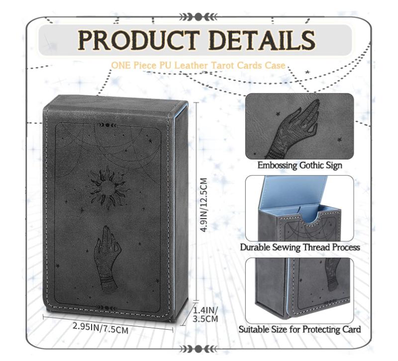 PU Leather Tarot Cards Case Moon Design Playing Cards Holder Tarot Deck Protective Case for Most Standard Size Tarot Cards