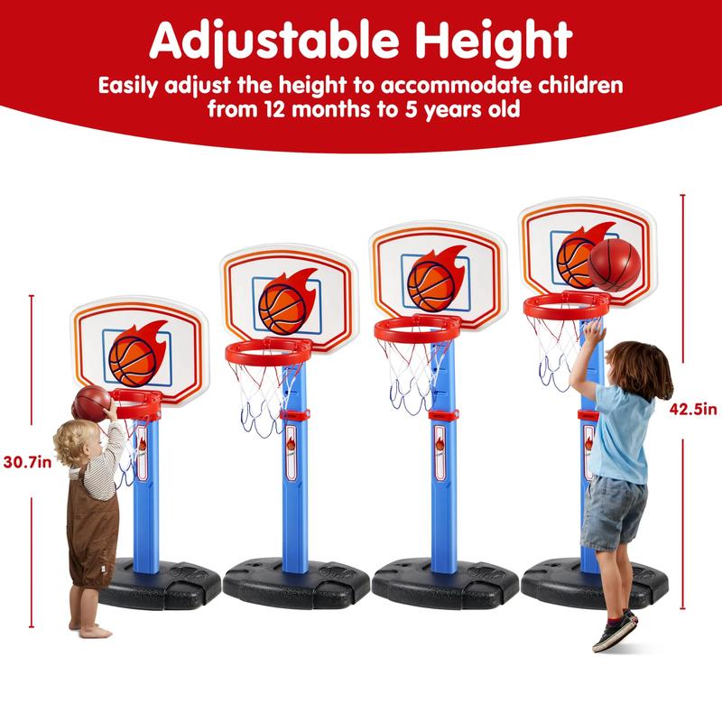 Christmas 2024 Gifts Basketball Arcade Game Set, Adjustable Basketball Goal with 4 Balls for Kids Toddler Indoor Outdoor Play, Carnival Games, Christmas New Year Birthday Gift-Air Pump Included