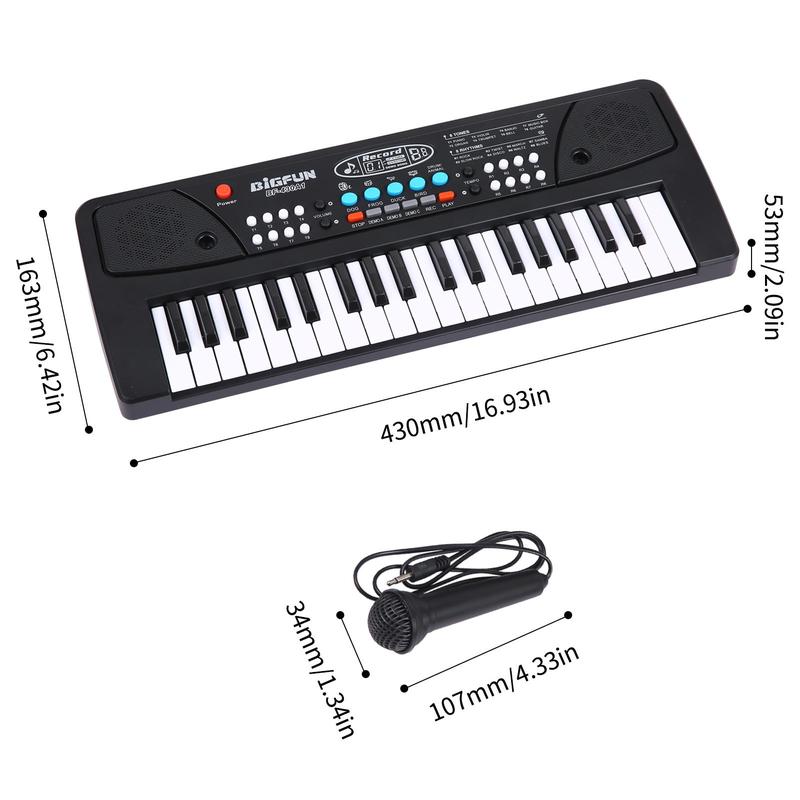 37 Key Electronic Keyboard with Microphone, USB Rechargeable Musical Instrument, Music Toy for Teenager, Musical Instrument for Beginners