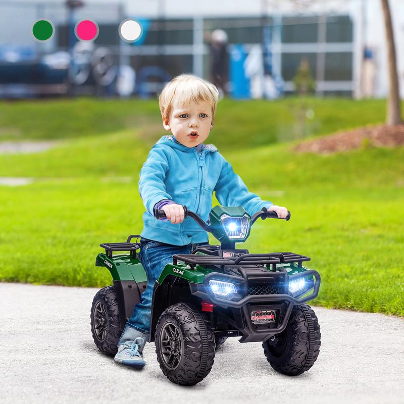 Aosom 12V Kids ATV Quad Car, Battery-Powered Four Wheeler for Kids with Music, Headlights