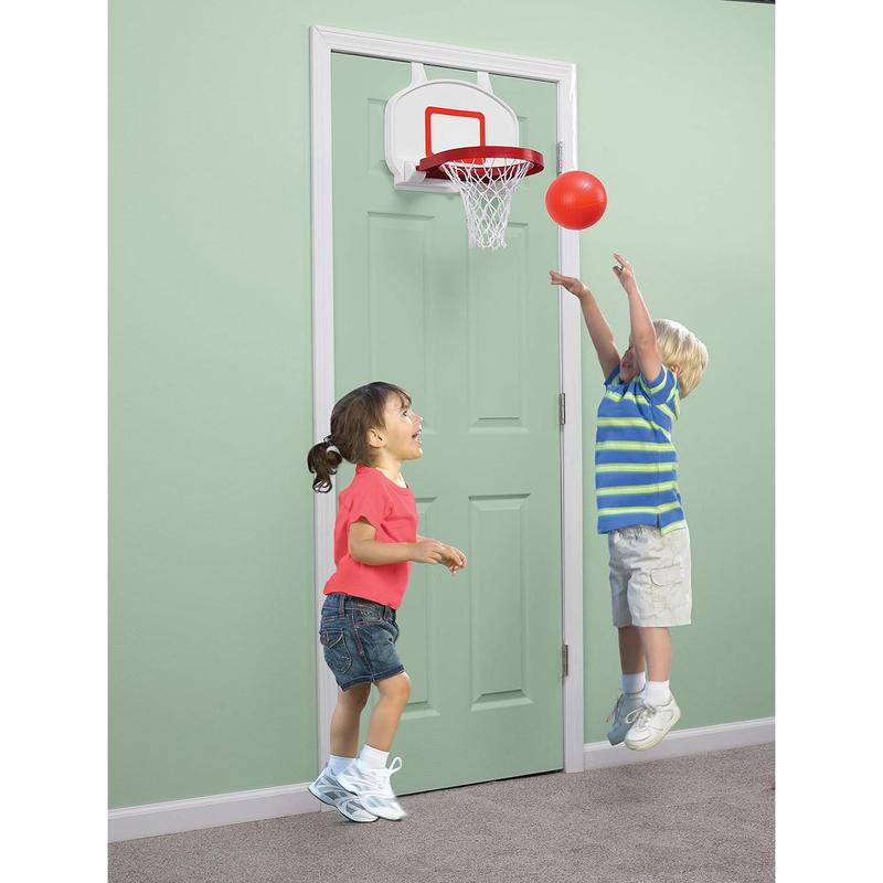 American Plastic Toys Kids’ Basketball Backboard Set with Hoop and Inflatable Ball, Hooks onto Doors, Develop Hand-Eye Coordination, Motor Skills, Physical Activity, Indoor Fun, for Ages 2+