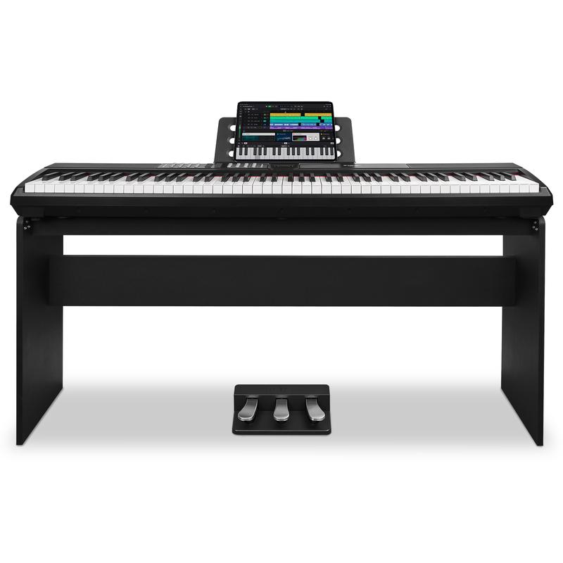 STRICH 88-Key Weighted Digital Piano with Stand & Sustain Pedal, Hammer Action, 2x15W Speakers, USB-MIDI Wireless Connect, Model SDP-120S.