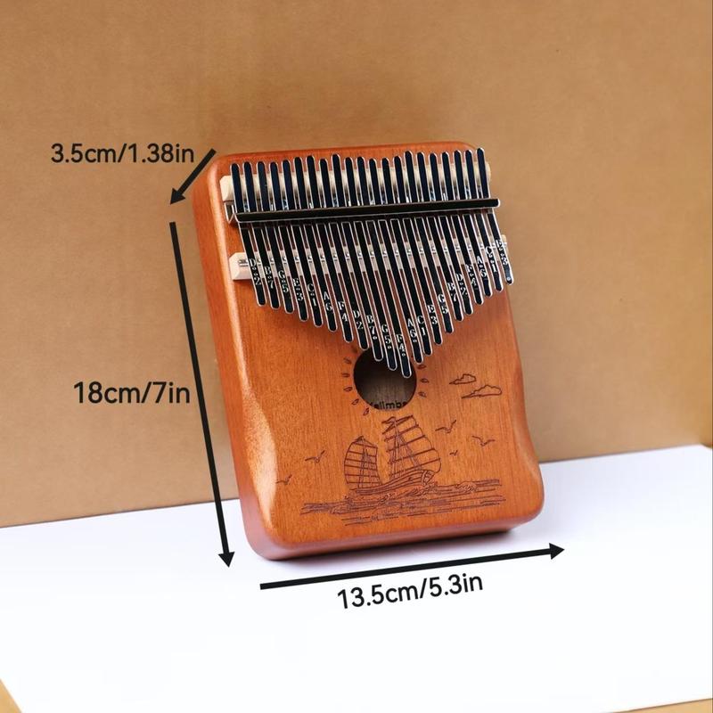 21 Key Kalimba Thumb Piano, Sailboat & Sea Pattern Finger Piano with Tuning Hammer, Portable Musical Instrument for Beginners