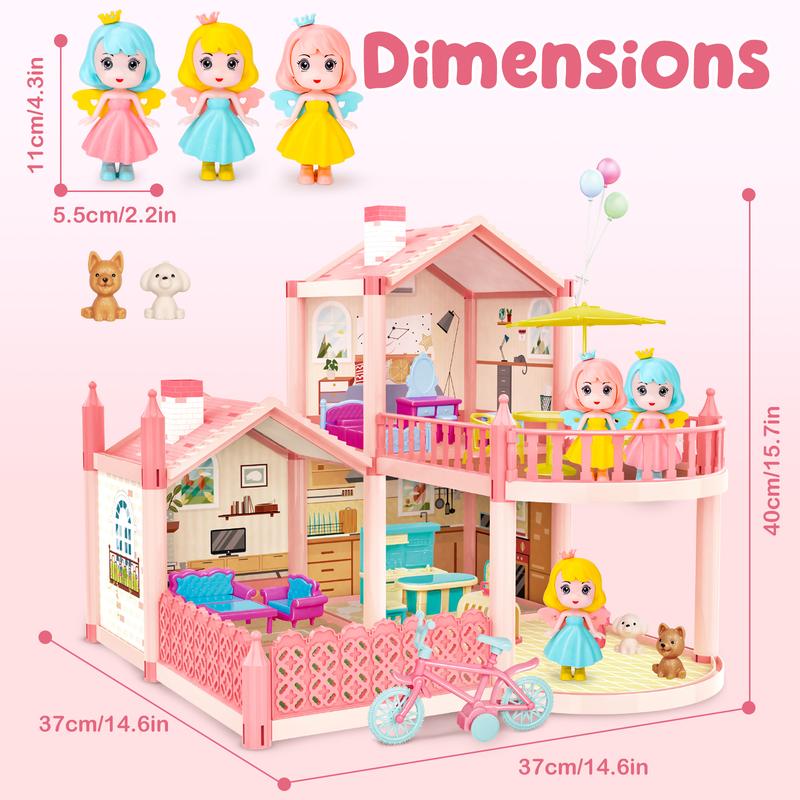 Dollhouse Dreamhouse , DIY Building Pretend Play House with Accessories Furniture