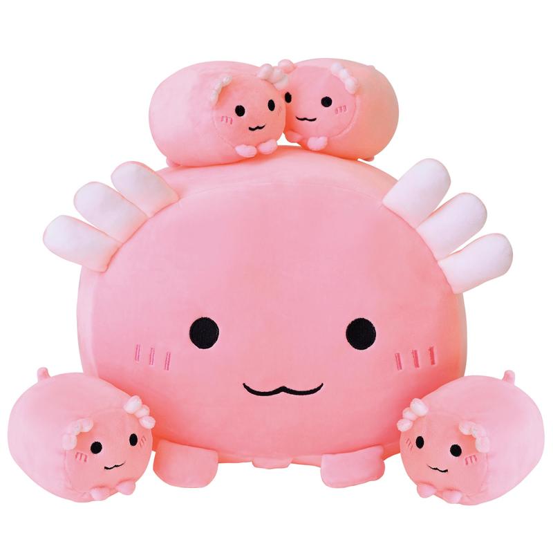 Cute Cartoon Axolotl Plush Toy, Cute Mummy Axolotl Plush Toy with 4pcs Baby Axolotl Plushie in Her Tummy, Stuffed Animals Pillow Gifts, Birthday Gifts