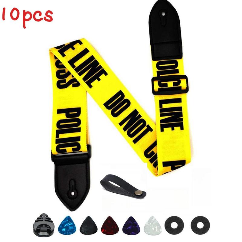 Soft Guitar Strap, 1 Pair Strap Locks & 5 Counts Guitar Picks & 1 Count Hold & 2 Counts Washers, Electric & Acoustic Guitar Strap Accessories