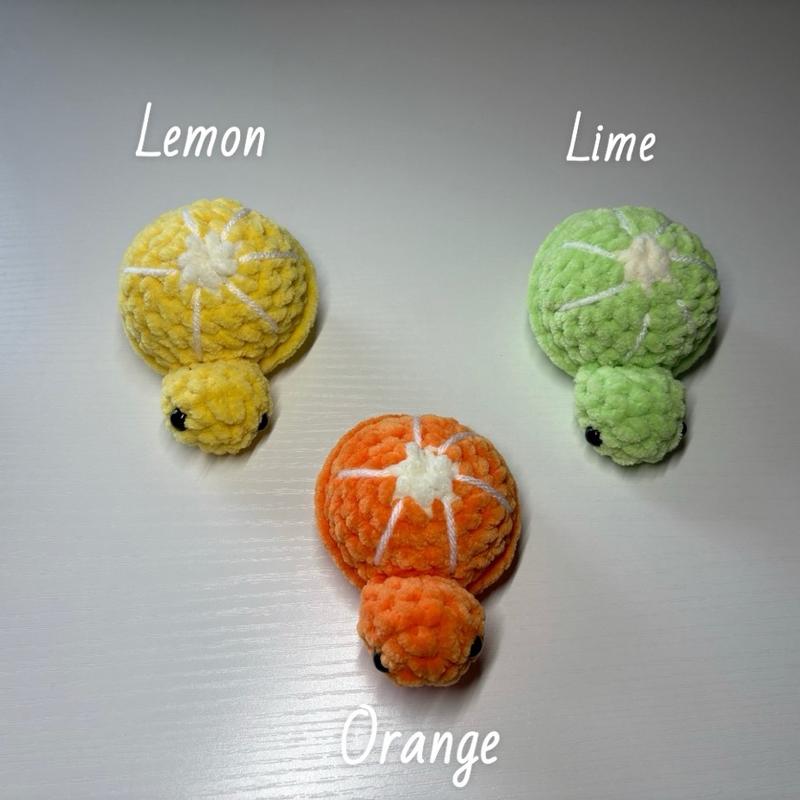 Handmade Mini Crochet Fruit Turtles, Stuffed Turtle Toy, Mini Crochet Plushie