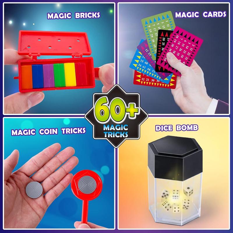 Magic Kit for Kids – 60+ Easy Magic Tricks with Props & Step-by-Step Instructions, Perfect Gift for Christmas