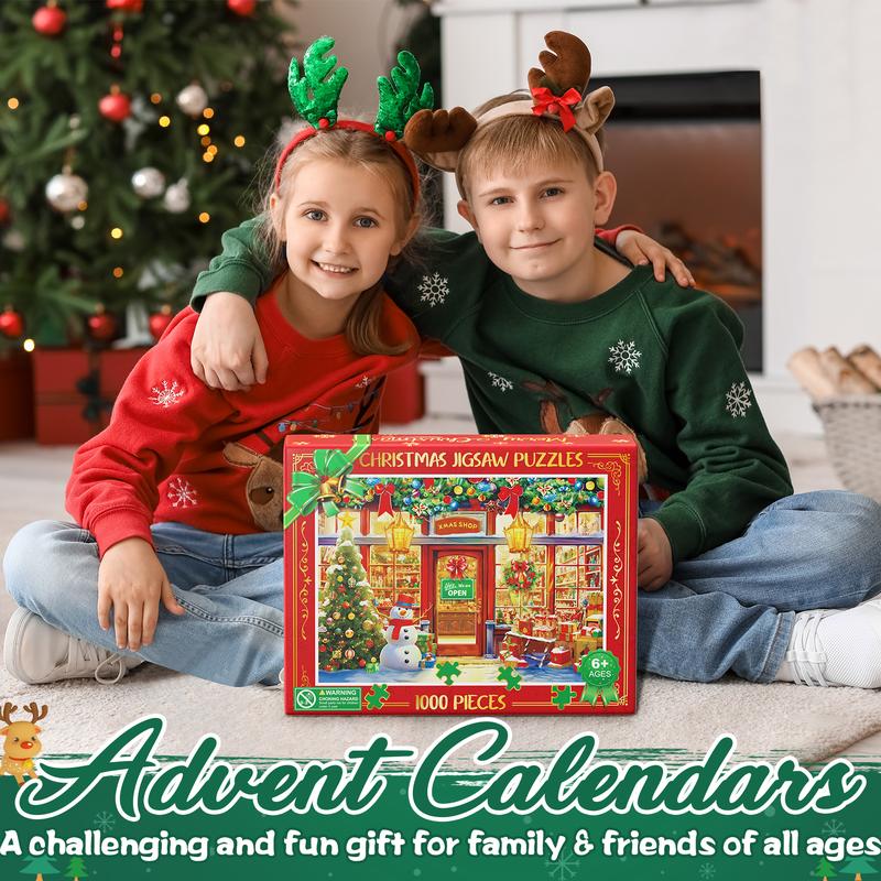 Puzzle Advent Calendar 2024, 1000 Piece Puzzle for Adults Christmas Advent Calendar, 24 Days Christmas Countdown Jigsaw Puzzles Holiday Family Game Gifts