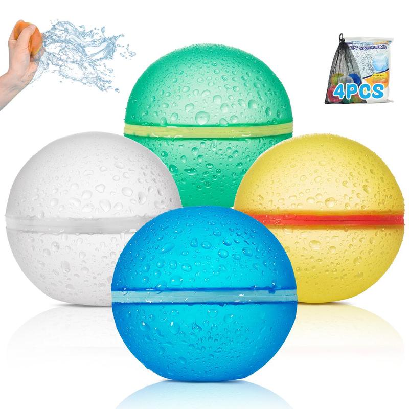 Reusable Round Silicone Water Balloon, Summer Gifts, Quick Filling Magnetic Water Bomb Balloon for Party Swimming Pool, Outdoor Water Game Toys for Teens & Adults, Summer Toys,  Kids Toys,  Toys for Kids  Beach Toys