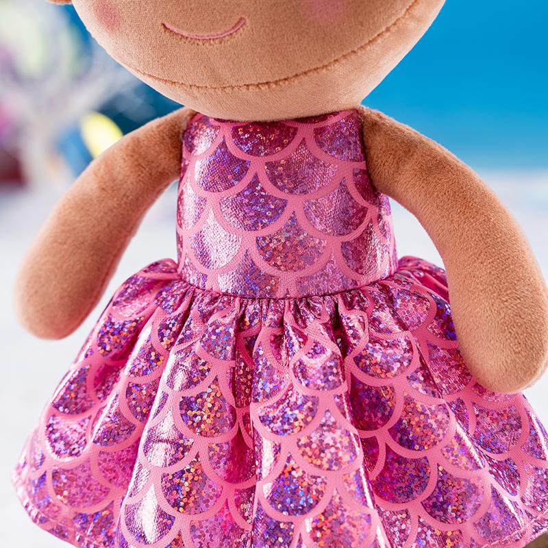 Plush Merpeople Doll Toys Baby Girl Gift Christmas Gifts for 0 to 6 Years Girls with Fuchsia Pink Dress 12 inches