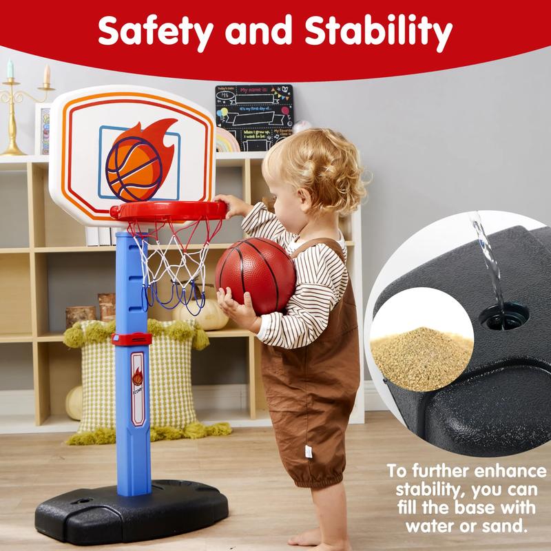 Christmas 2024 Gifts Basketball Arcade Game Set, Adjustable Basketball Goal with 4 Balls for Kids Toddler Indoor Outdoor Play, Carnival Games, Christmas New Year Birthday Gift-Air Pump Included