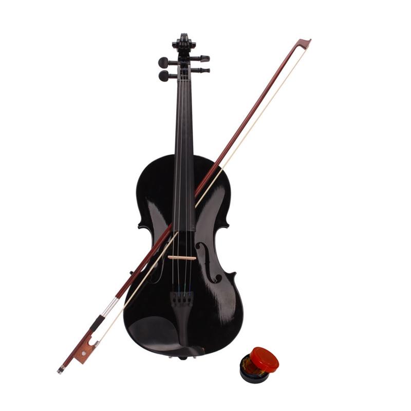 New 4 4 Black Acoustic Violin with Case, Bow, and Rosin for Adult Learners