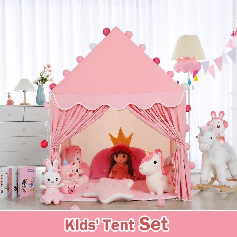 Large Pink Playhouse Tent for Kids - Fairy Princess Castle Tent for Indoor & Outdoor Fun, Perfect Gift for Girls, Easy to Set Up & Portable