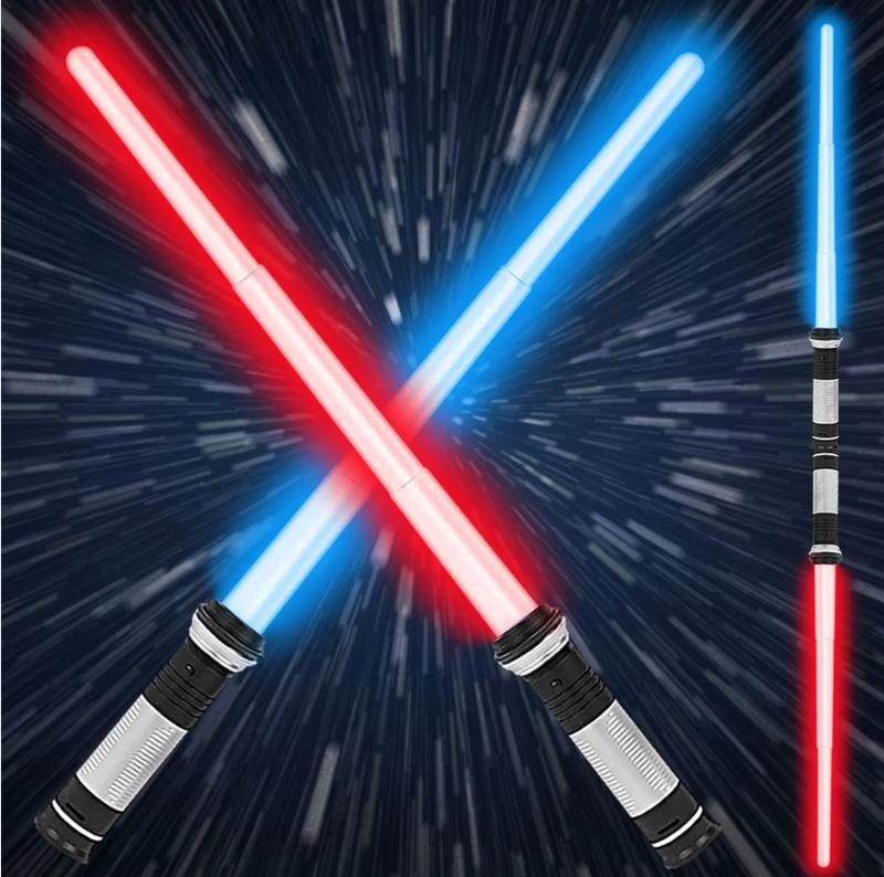 2-in-1 LED Light Up Saber with Sound - Retractable 7 Colors Light Saber Sword for Kids - 2 Packv for Adults Kids Birthday Halloween Cosplay, Xmas Present, Metroid and Warrior