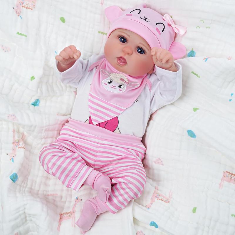 5 count Reborn Baby Doll Clothes 20 Inch Outfit Accessories Set For Reborn Baby Dolls 17-22 Inch Baby Dolls Girls Baby Clothing With Hat,Pink