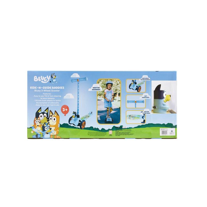 Free Ship - Bluey Ride-N-Glide Buddies 3D Toddler Scooter - 3-Wheel Scooter for Kids Ages 3+