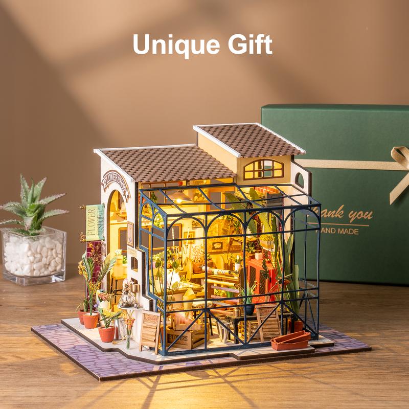 Rolife Emily's Flower Shop DIY Dollhouse Kit Mini House with Furnitures Accessories 1:24 Scale Craft Kit