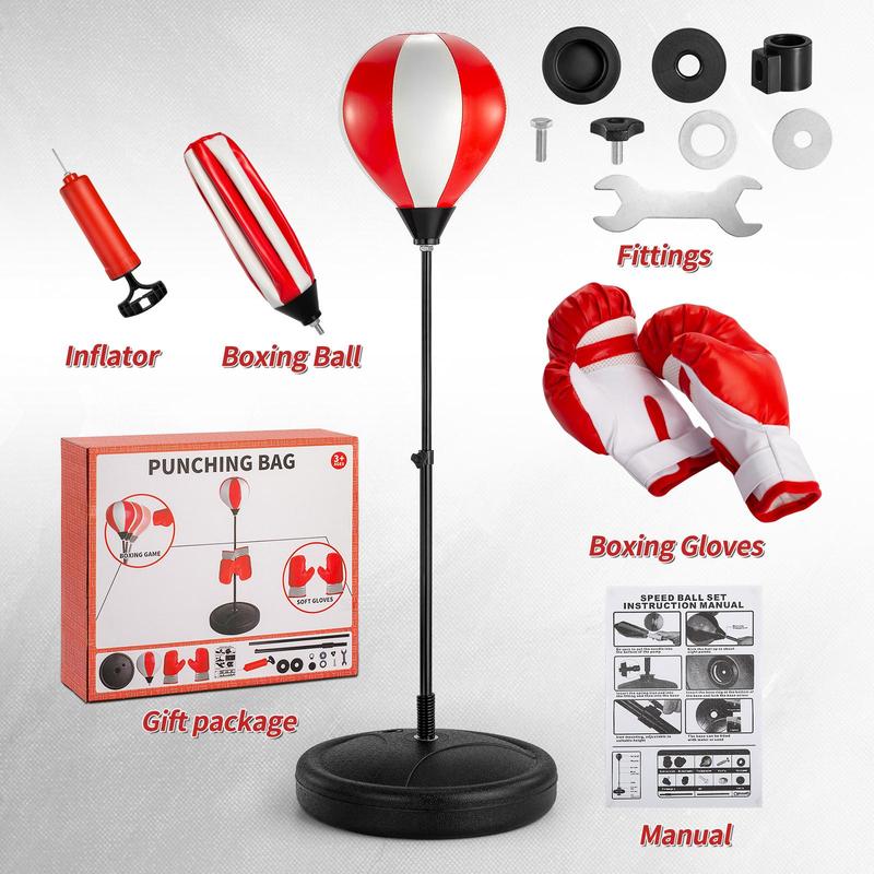 Kids Boxing Bag Set, Boxing Equipment Set with Adjustable Boxing Gloves & Punching Bag with Stand, Boxing Toy for Kids, Birthday Gift for Boys & Girls