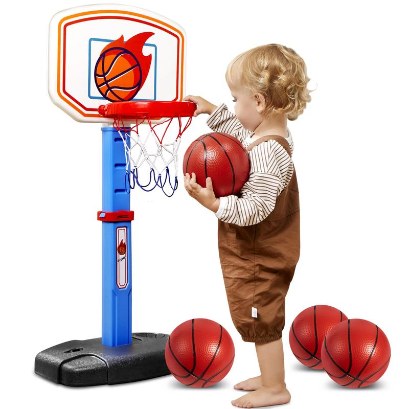 Christmas 2024 Gifts Basketball Arcade Game Set, Adjustable Basketball Goal with 4 Balls for Kids Toddler Indoor Outdoor Play, Carnival Games, Christmas New Year Birthday Gift-Air Pump Included