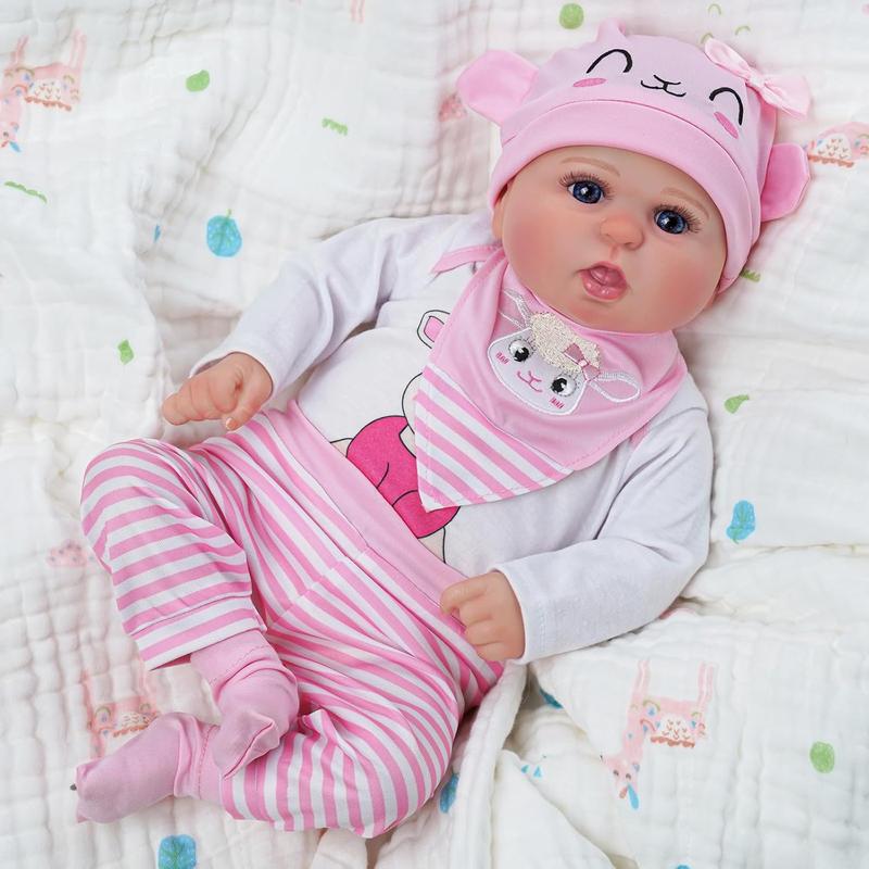 5 count Reborn Baby Doll Clothes 20 Inch Outfit Accessories Set For Reborn Baby Dolls 17-22 Inch Baby Dolls Girls Baby Clothing With Hat,Pink