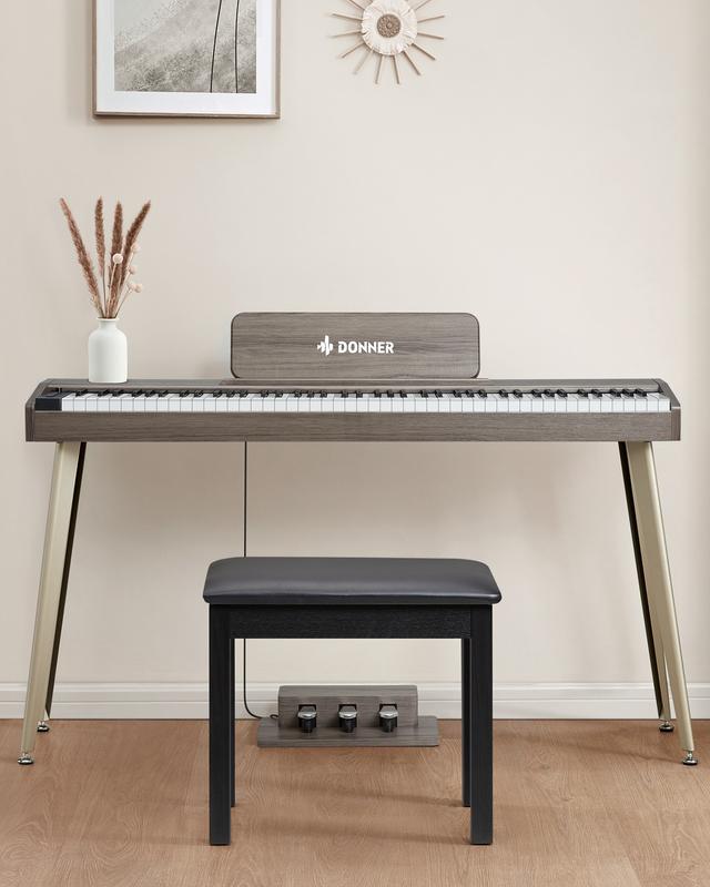 Donner DDP-60 Wooden 88-Key Semi-Weighted Upright Digital Piano with 3-Pedal for Beginner