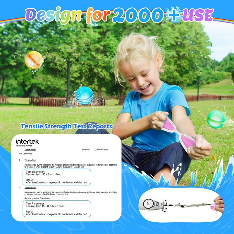 2024 Upgraded Magnetic Reusable Water Balloons Fast Refillable for Kids Outdoor Activities, latex-free Kids Pool Beach Bath Toys, Self-Sealing Water Bomb Quick Fill for Summer Games