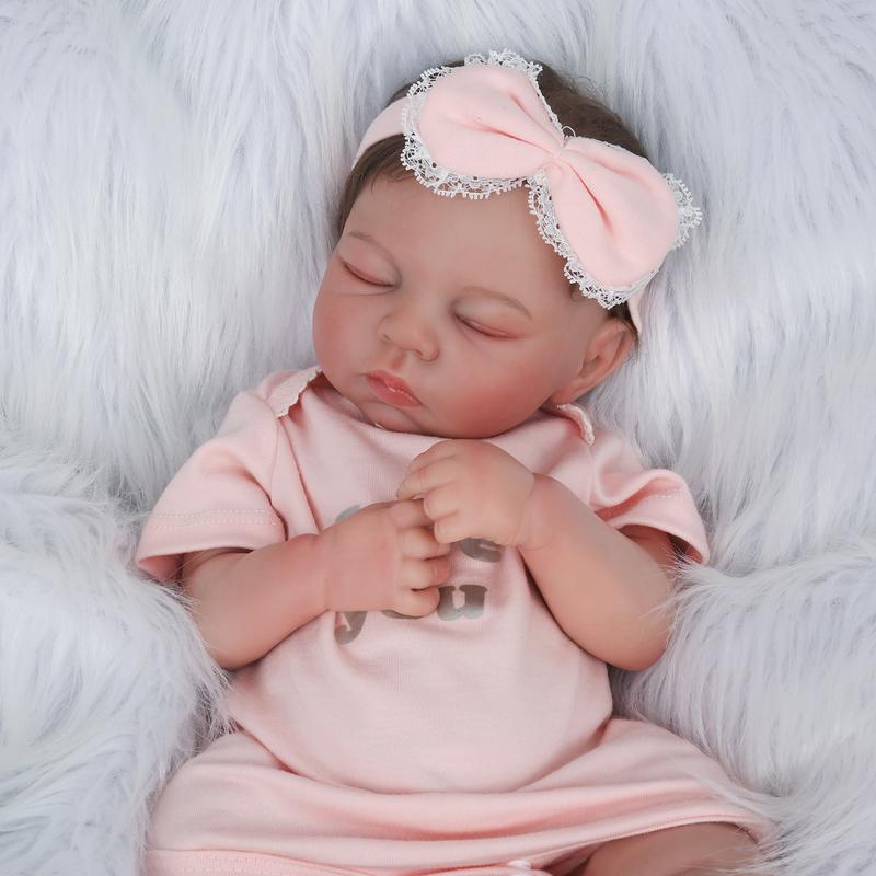 Wooroy Realistic Baby Doll - Birthday Gift, Girl Gift, Kids Gift, Reborn Baby Dolls Sleeping Girl - 19 Inches Cloth Body Realistic Newborn Baby Doll That Look Real for Kids Age 3+, Christmas Gift, Big Sister Gift