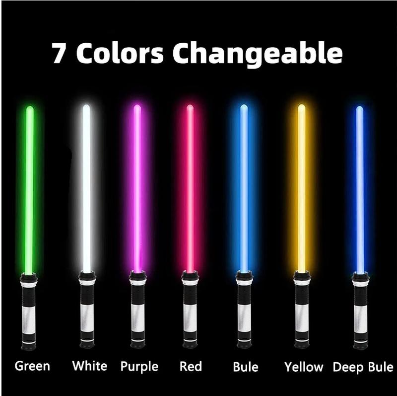 2-in-1 LED Light Up Saber with Sound - Retractable 7 Colors Light Saber Sword for Kids - 2 Packv for Adults Kids Birthday Halloween Cosplay, Xmas Present, Metroid and Warrior