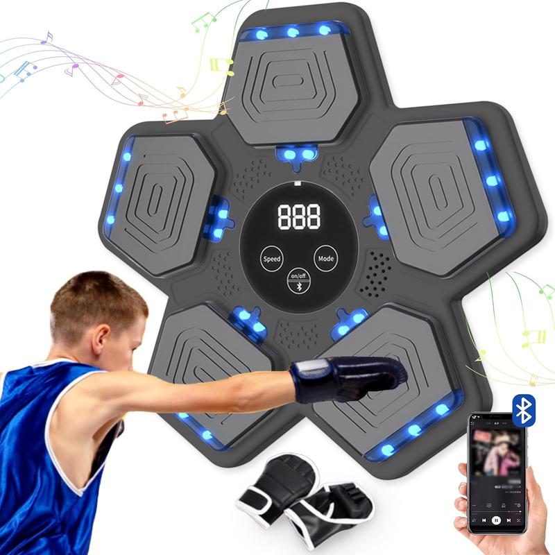 Music Boxing Machine, New Wall Mounted Smart Bluetooth Music Boxing Parent-Child Games for Kids, Adult, Electronic Focus Agility Training Equipment with Glove, Exercise Equipment