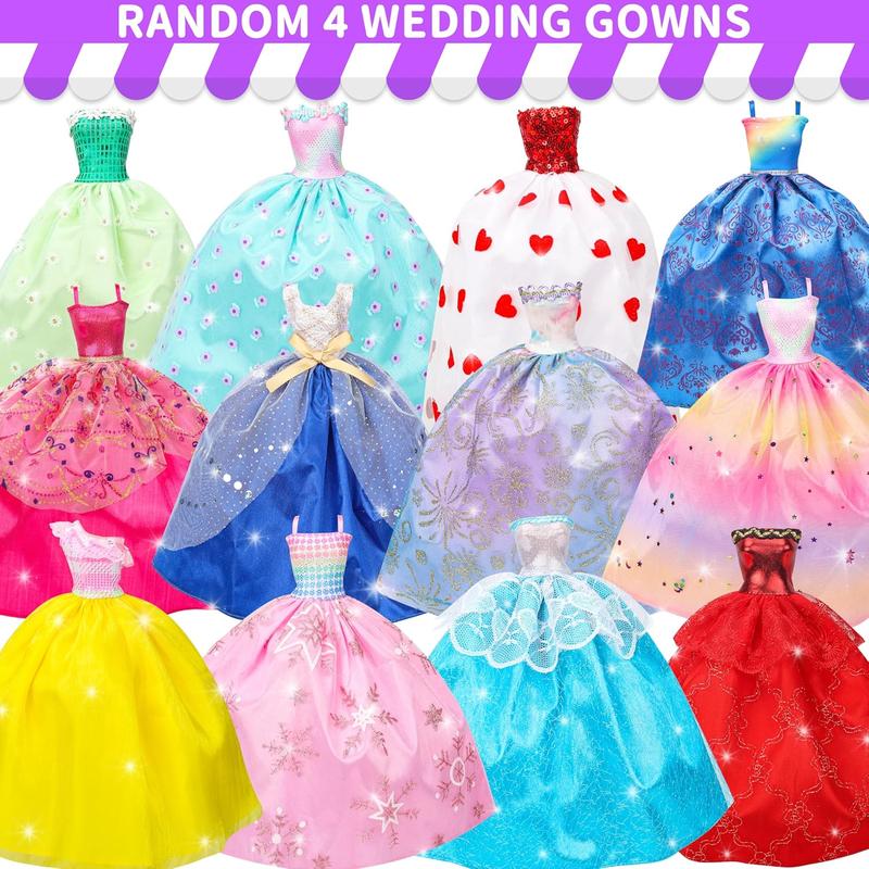 Christmas gift 70 Pcs Doll Clothes and Accessories Set - Includes Wedding Gowns, Evening Dresses, Fashion Outfits, Swimsuits, Shoes, Hangers & More