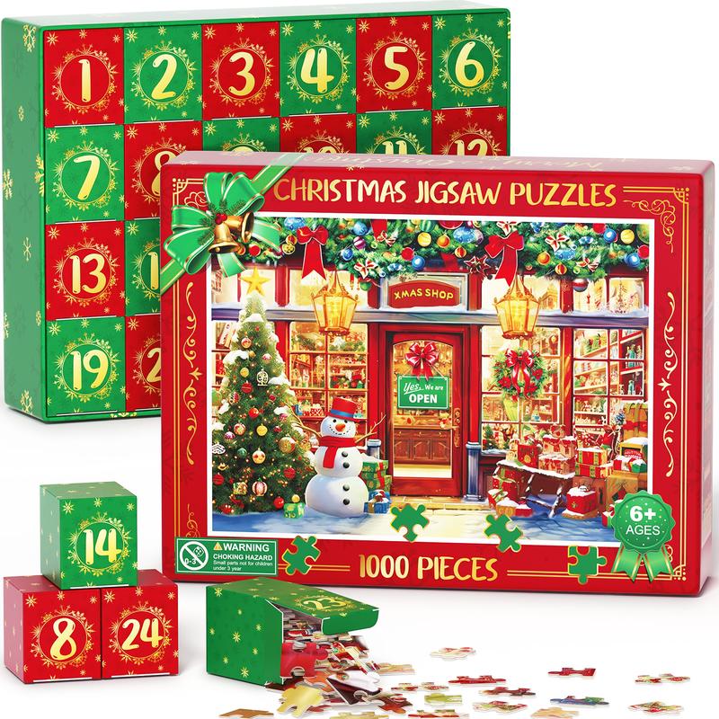 Puzzle Advent Calendar 2024, 1000 Piece Puzzle for Adults Christmas Advent Calendar, 24 Days Christmas Countdown Jigsaw Puzzles Holiday Family Game Gifts