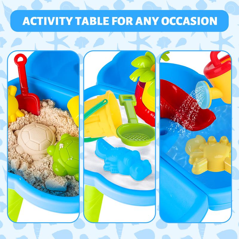 deAO Sand Water Table Toy Sensory Table Outdoor Sand and Water Play Table Summer Beach Toys Table Activity Sand Water Toys Backyard Outdoor Outside Toys Gift