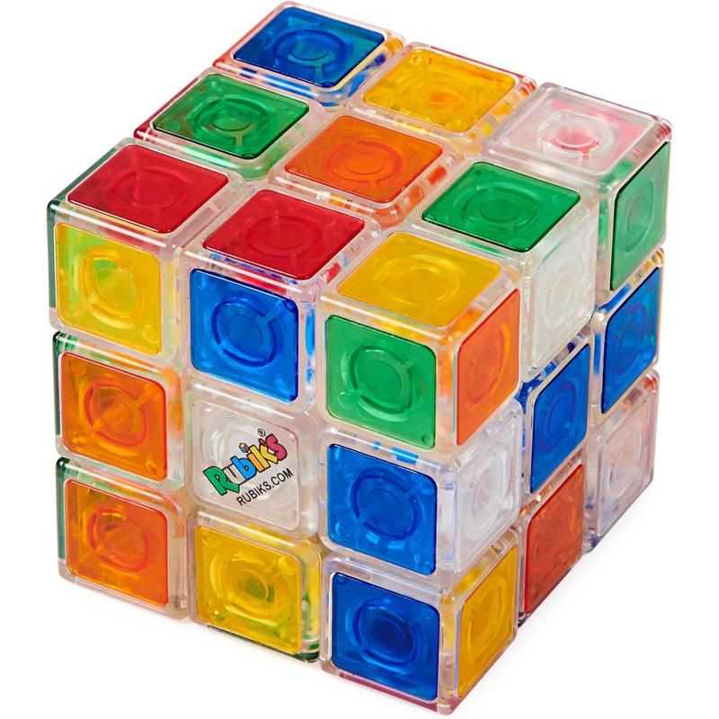 Rubik’s Crystal, New Transparent 3x3 Cube Classic Color-Matching Problem-Solving Brain Teaser Puzzle Game Toy for Kids and Adults Aged 8+