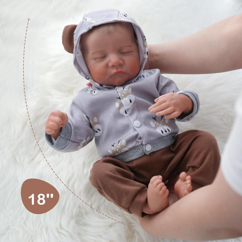 Wooroy Realistic Reborn Baby Dolls Boy - 18 Inch Lifelike Baby Doll Levi Real Life Baby Dolls That Look Real Soft Weighted Sleeping Newborn Baby Dolls Gift Toy for Age 3+, Birthday Gift, Girl Gift, Kids Gift, Big Sister Gift