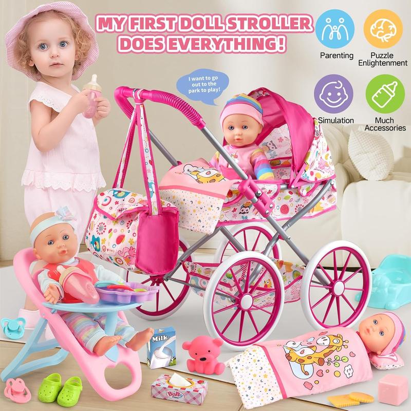 Baby Doll Stroller Toys Set with 12.5