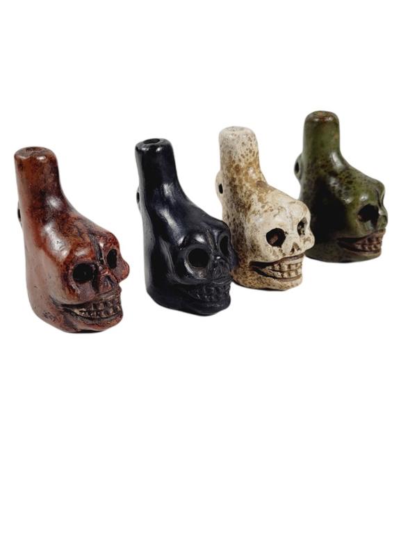 Mini Aztec Clay War Whistle, Skull Aztec Whistle