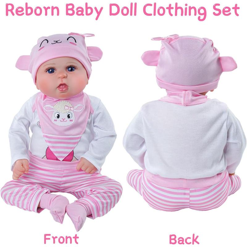 5 count Reborn Baby Doll Clothes 20 Inch Outfit Accessories Set For Reborn Baby Dolls 17-22 Inch Baby Dolls Girls Baby Clothing With Hat,Pink