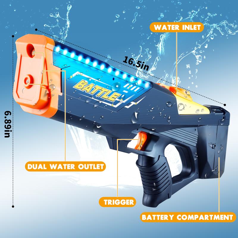 Electric Water Shooter, Water Blaster Swimming Pool Toys for Adults Kids Automatic Blaster with Light 32 FT Long Range Rechargeable Waterproof