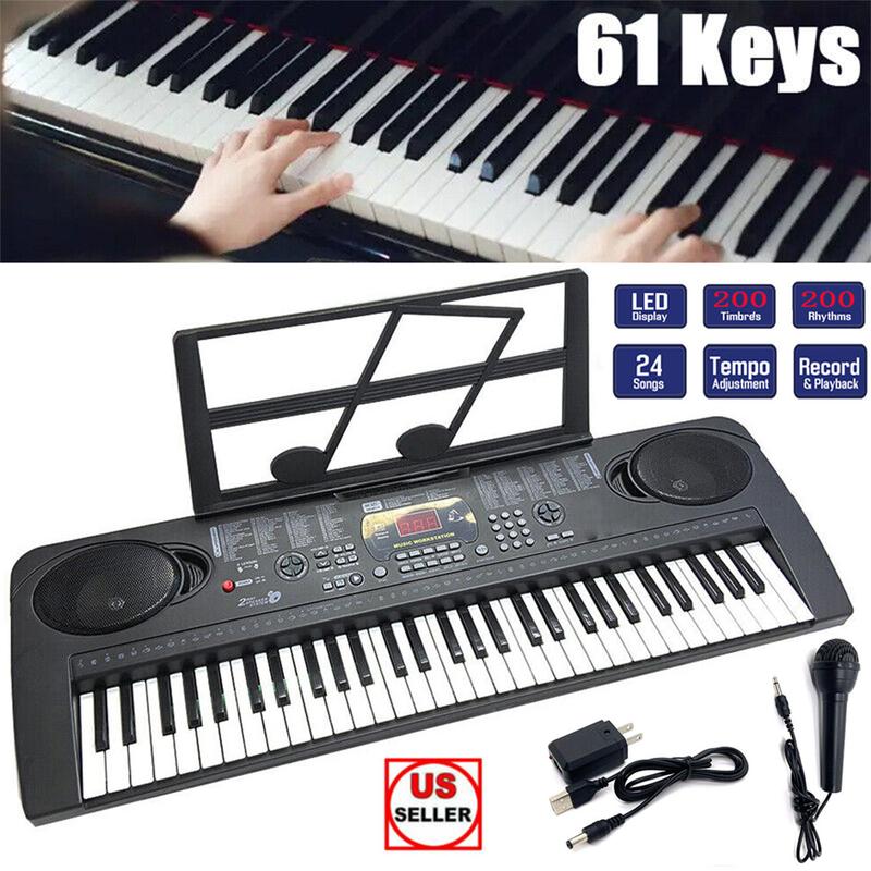 61 Key Portable Keyboard Piano Beginners Electric Piano Music Keyboard Player with Mic