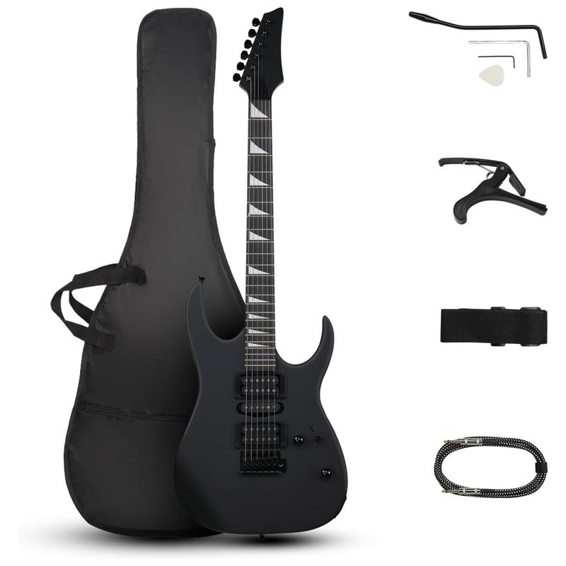 Ktaxon Full-Size Electric Guitar, Solid Body HSH Pickups 170 Guitar Beginner Kit with Gig Bag, Shoulder Strap, Tremolo Arm, Upgrade Cable, Guitar Capo All Accessories, Matte Back