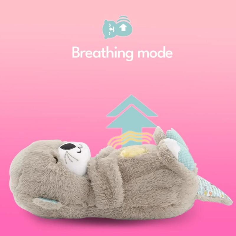 Cute Toy Sleeping Otter Plush Toy Snooze with Breathing Movement and Heartbeat Music